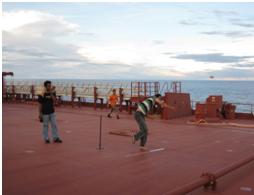 Cricket on VLCC playing cricket on VLCC