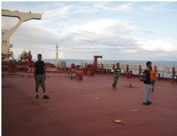 Bowling and Fielding on VLCC playing cricket on VLCC