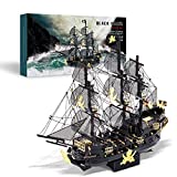 Piececool 3D Puzzles for Adults, Black Pearl Pirate Ship Metal Model Kits, 3D Watercraft Model Building Kit, DIY Craft Kits for Family Time, Great, 307Pcs