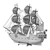 Piececool 3D Puzzle for Adults Metal Model Kits-Black Pearl Pirate Ship DIY 3D Metal Puzzles, Flying Dutchman Model Ship STEM Building Kit Puzzle Toy, Great Birthday Gift Idea-49 Pcs