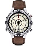 Timex Men's T2N721 Intelligent Quartz Compass Tide Temperature Silver Case Brown Strap Watch