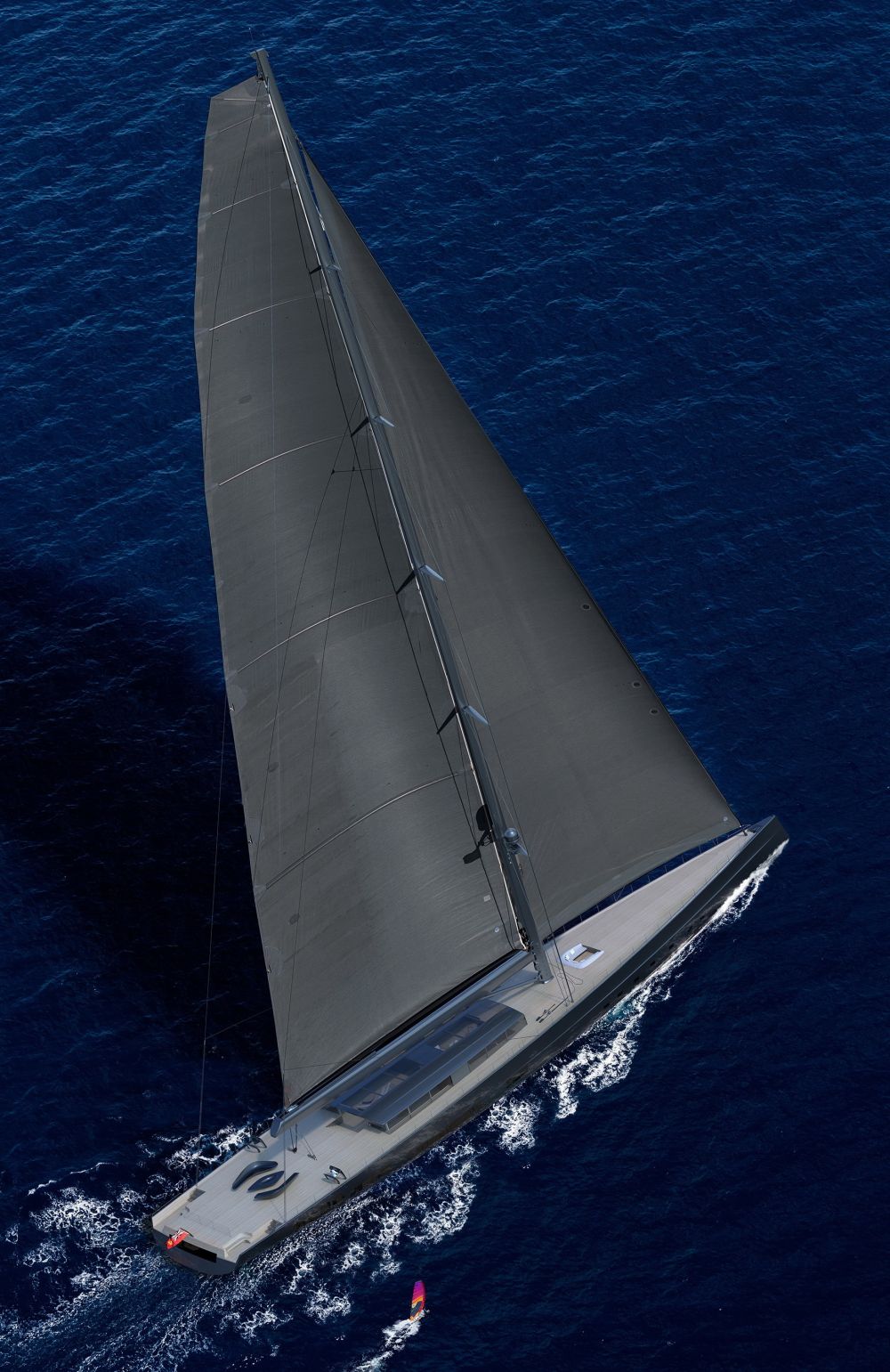 APEX-850 rendering by Solidwave sailing - Royal Huisman Unveiled World’s Largest Sloop