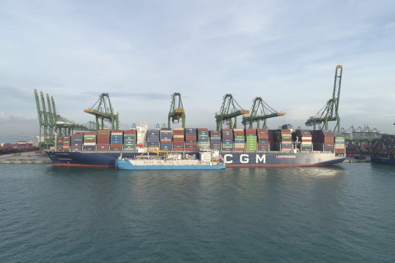 Asia’s First Ship-To-Containership LNG Bunkering Undertaken By CMA CGM And FueLNG