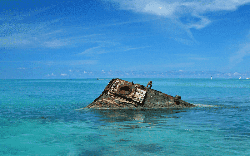 Bermuda triangle shipwreck