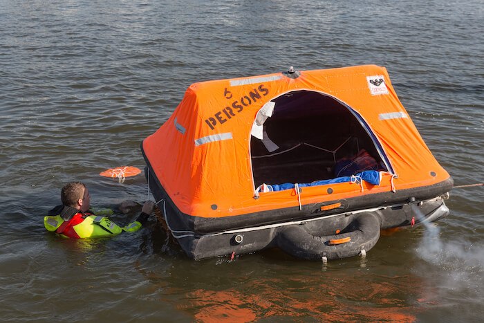 Liferaft on ship