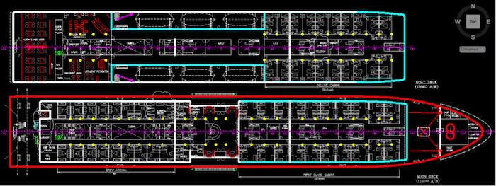 Main deck and Boat deck plan