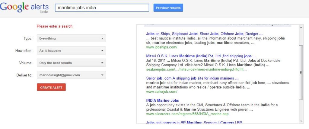 Google Alert Job Marine