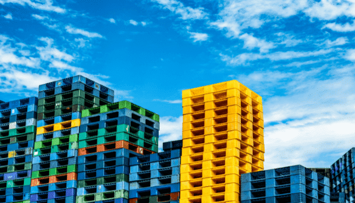 Pallets shipping containers