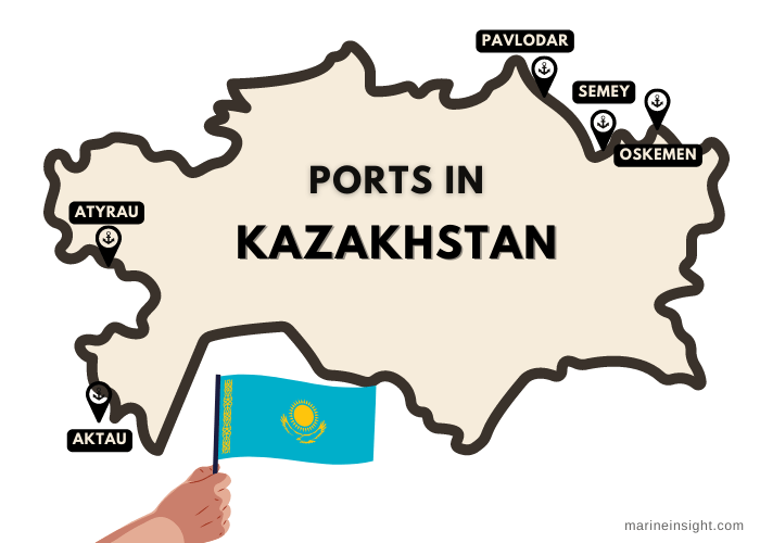 Ports in Kazakhstan Map