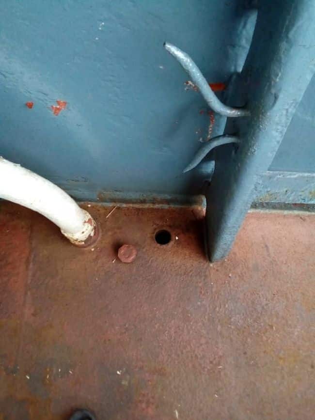 The crew on MV Onda have needed to collect rain water on the ship's rusty deck to survive