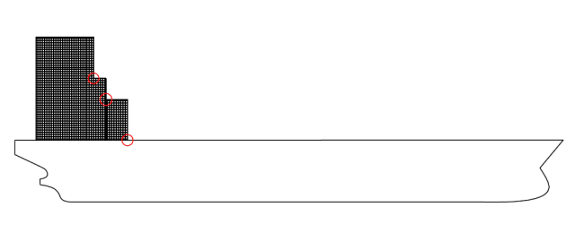 Points of discontinuity in a Deckhouse of a cargo ship