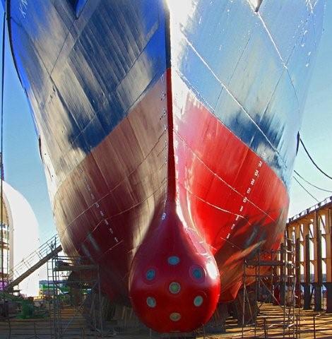 ships hull with anti fouling system biofouling