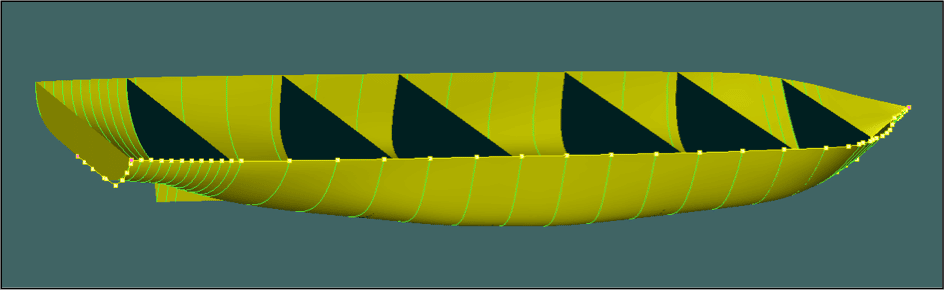 Hullform with fine stern.