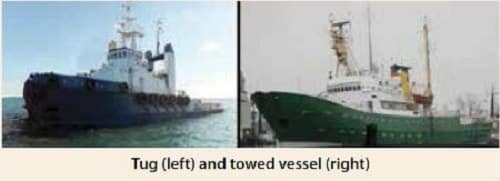 tug and vessel