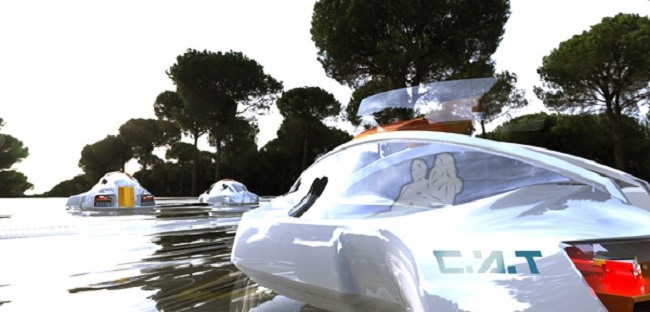 Futuristic City Aquatic Transport Concept