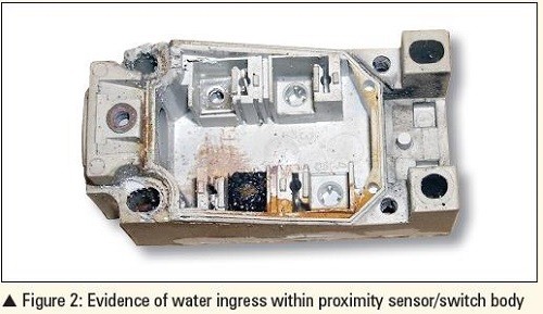 water ingress within proximity sensor