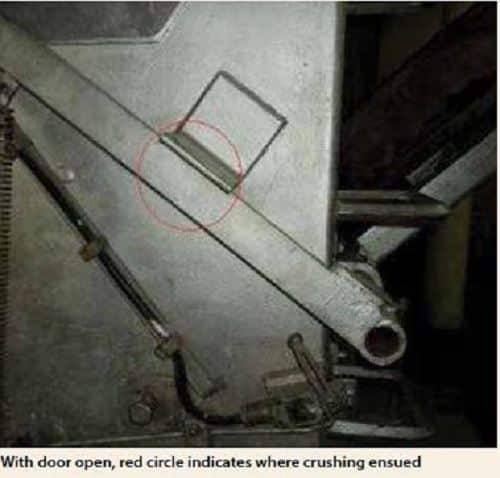 Incinerator with door open